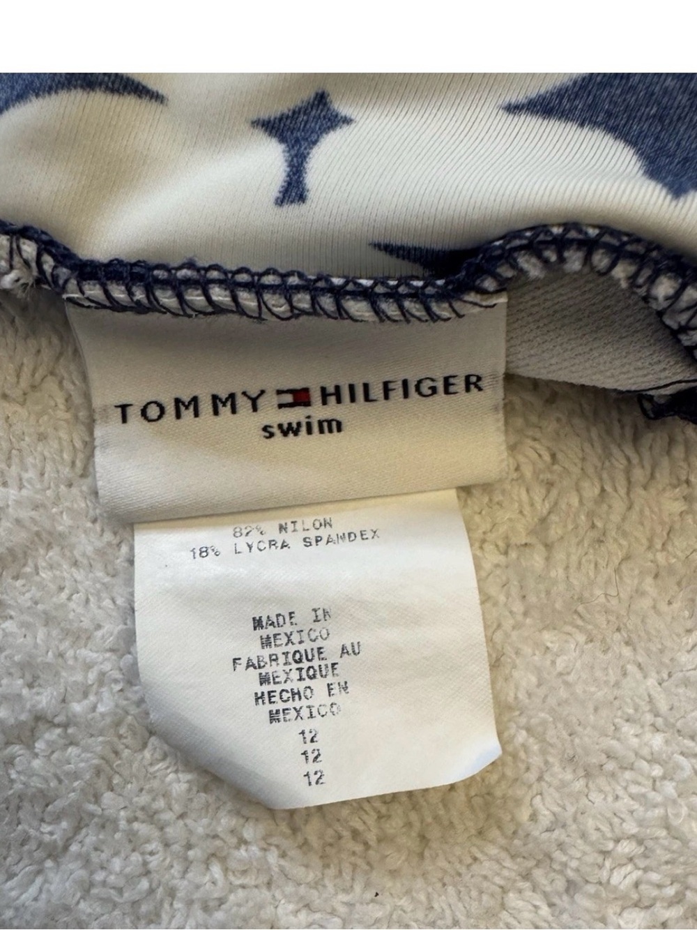 Vintage 90s Tommy Hilfiger Hibiscus 1 Piece Swimsuit Sz 12 Navy Floral High Cut - Picture 9 of 9